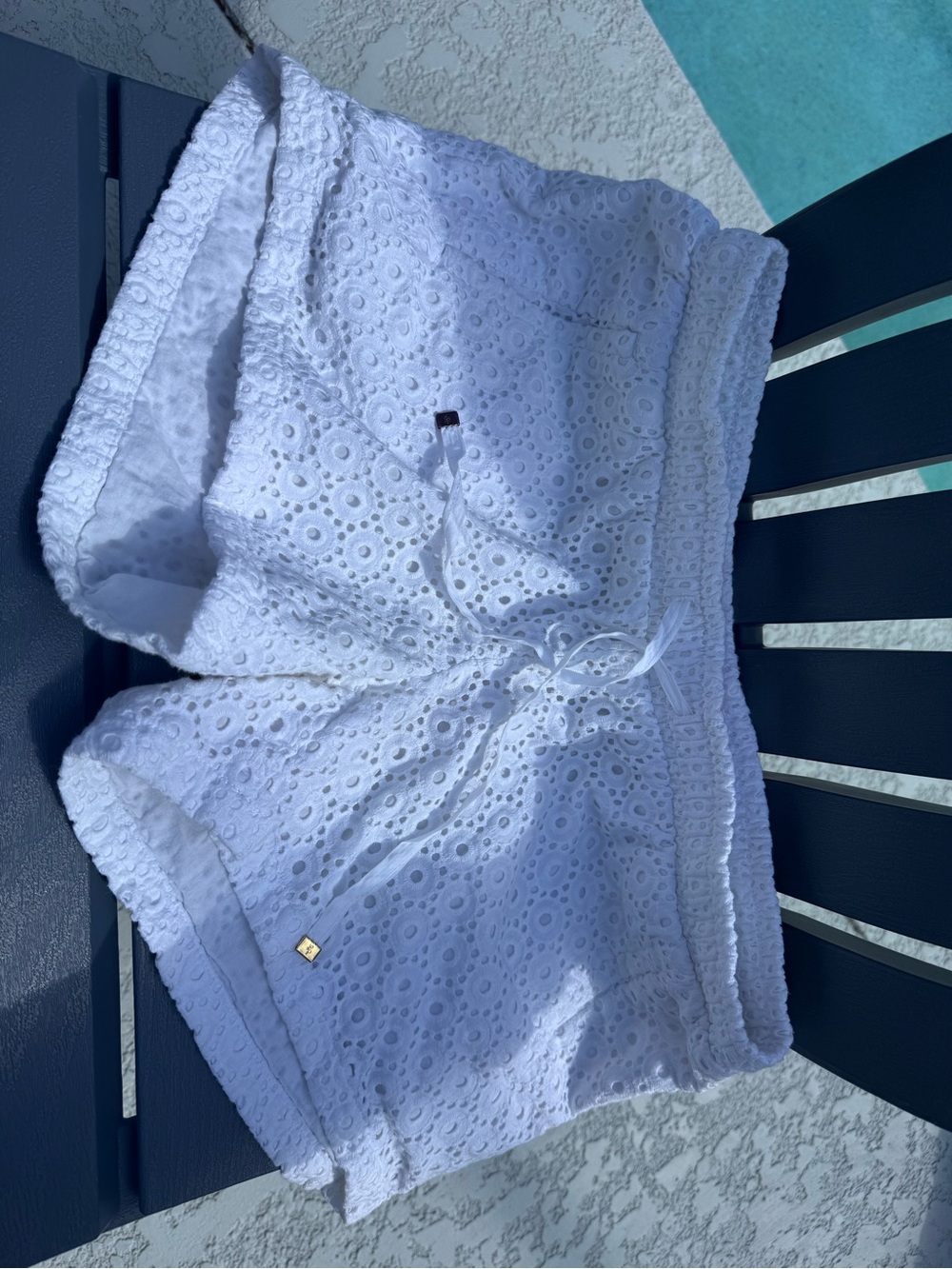 Lilly Pulitzer White Eyelet Drawstring Athletic Shorts
